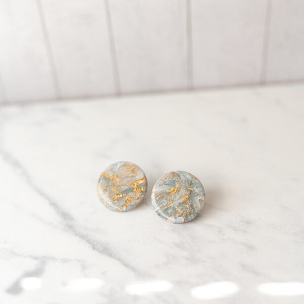 Elegant Baby Blue and Gold Studs